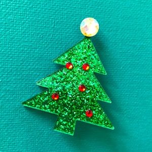 CHRISTMAS TREE BROOCH— Fun Glitter Pin